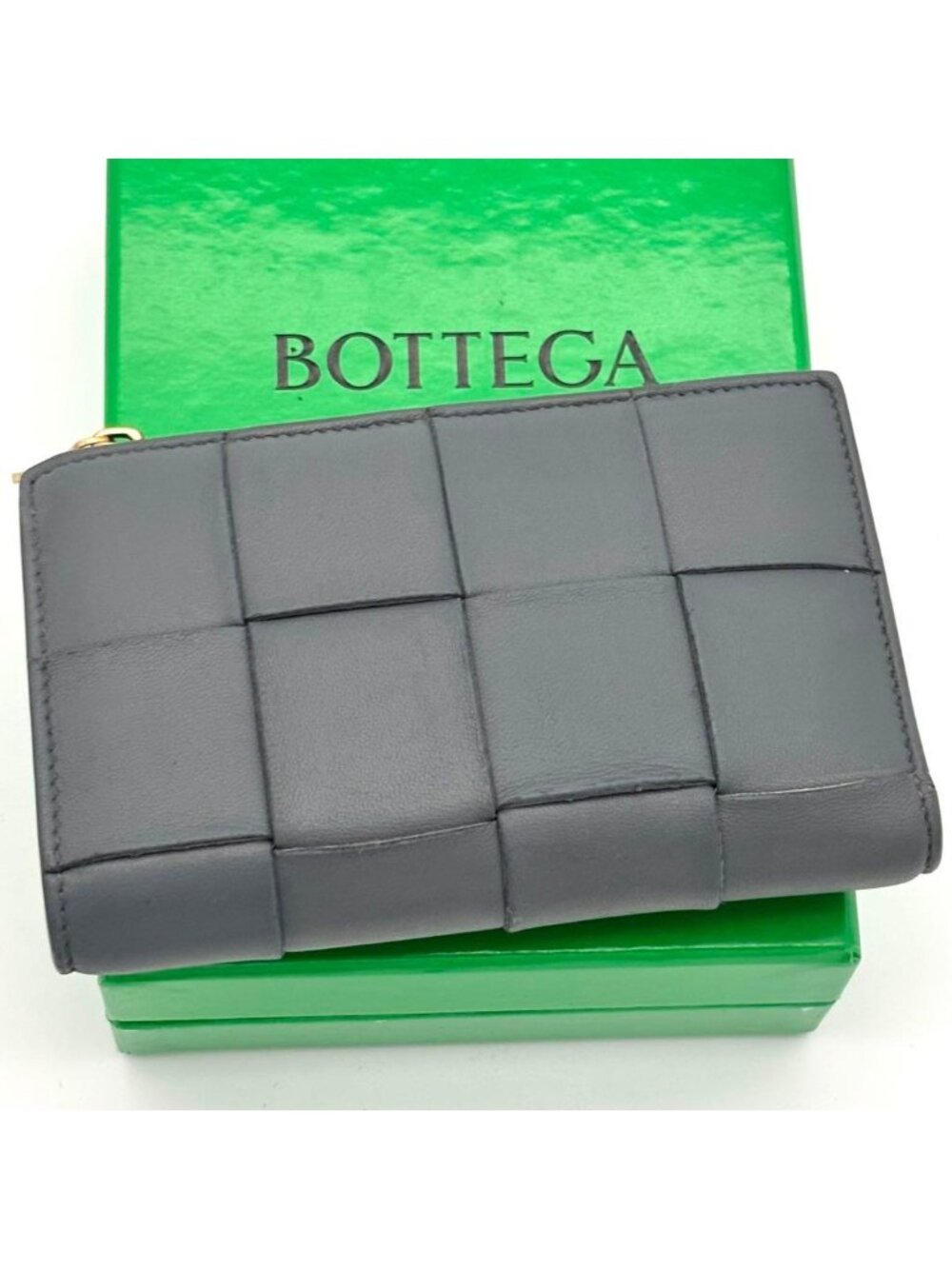 Bottega Veneta Bifold Wallet Cassette Gray Small